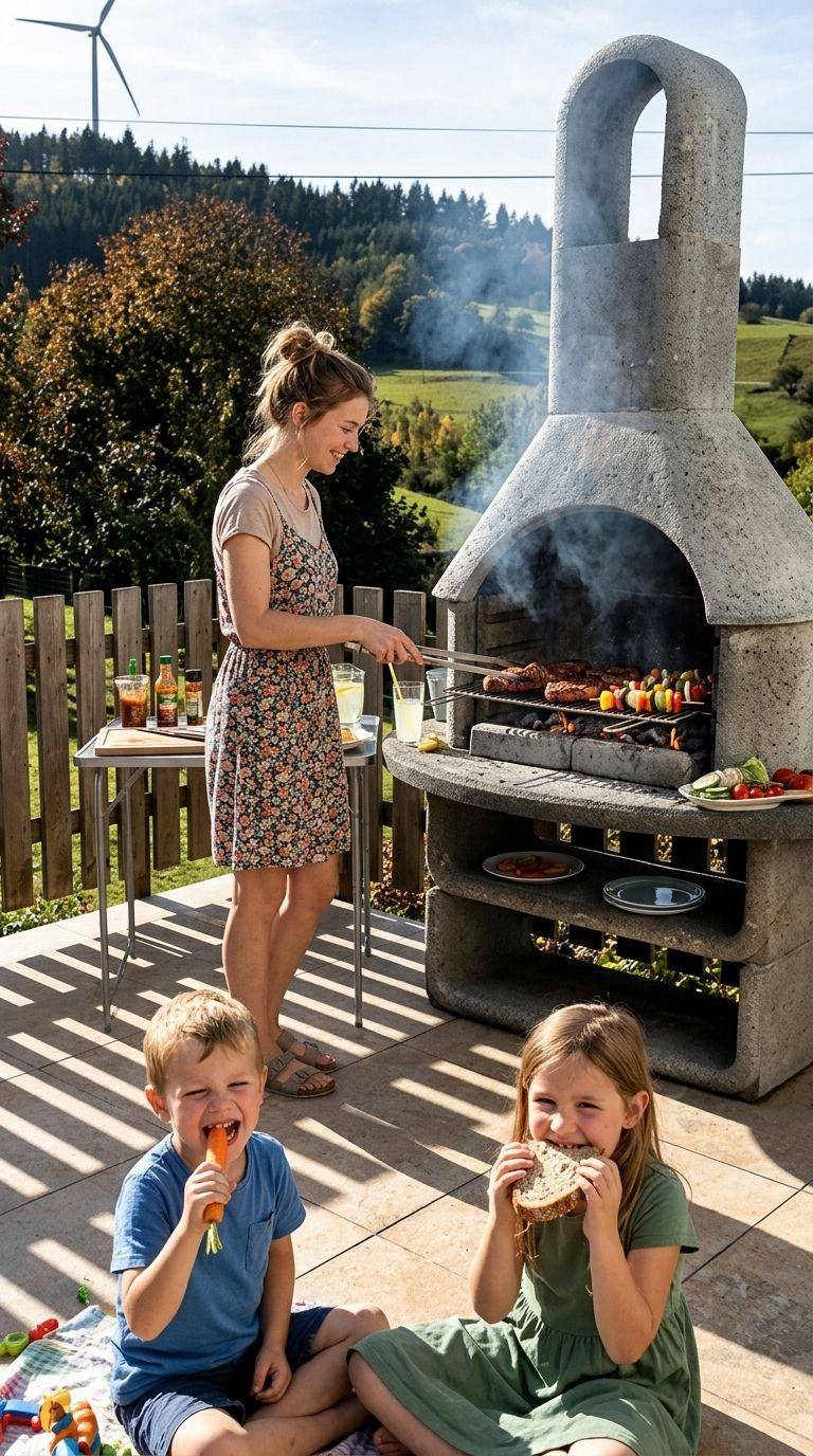 Grillabend auf der Terrasse der Ferienwohnung Gänseblümchen