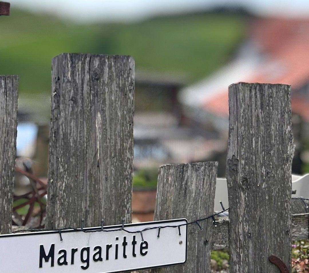 Parkplatz mit Namensschild Magaritte am Grub-Daniel-Hof