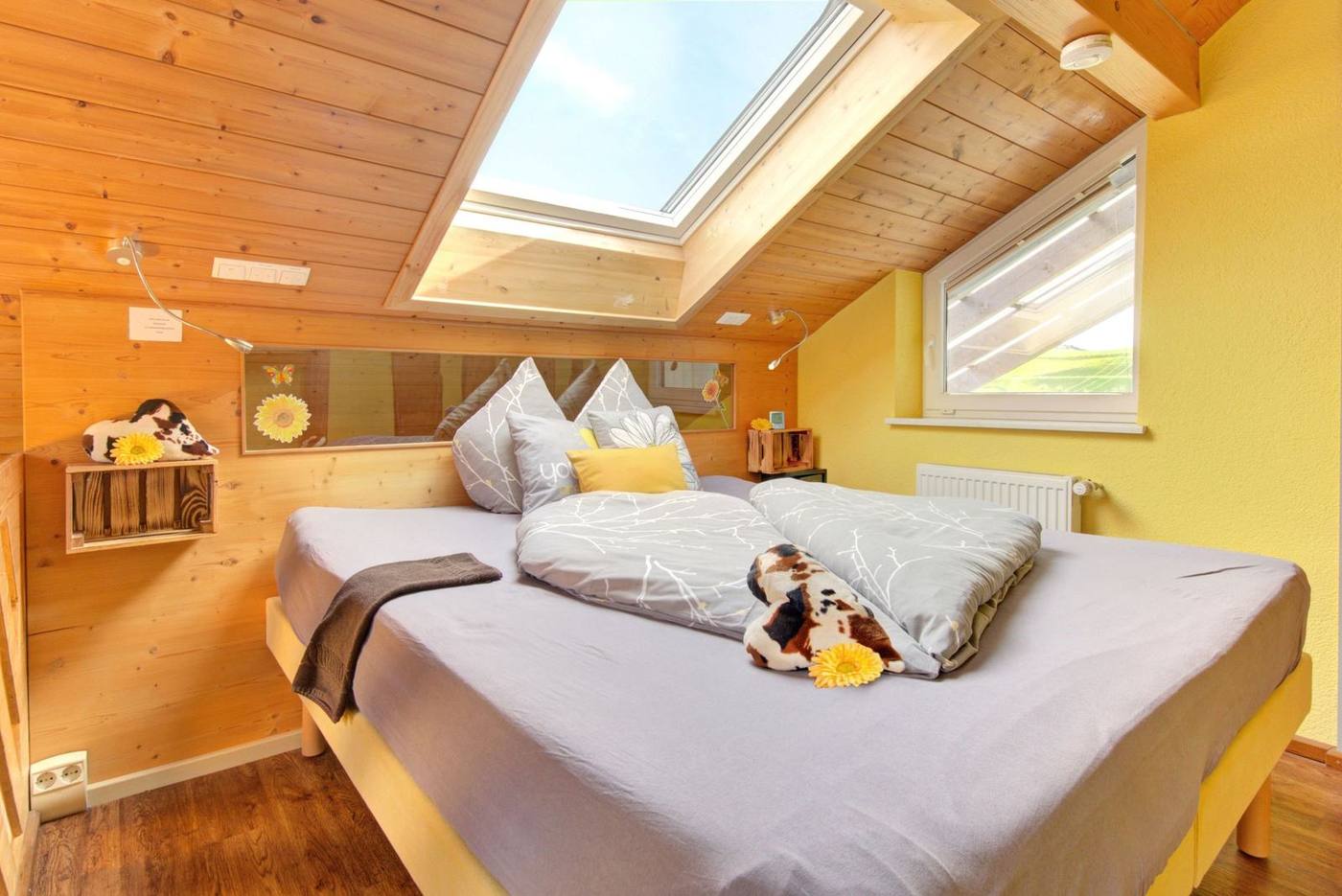 Bett zum Sternezählen in der Ferienwohnung Sonnenblume